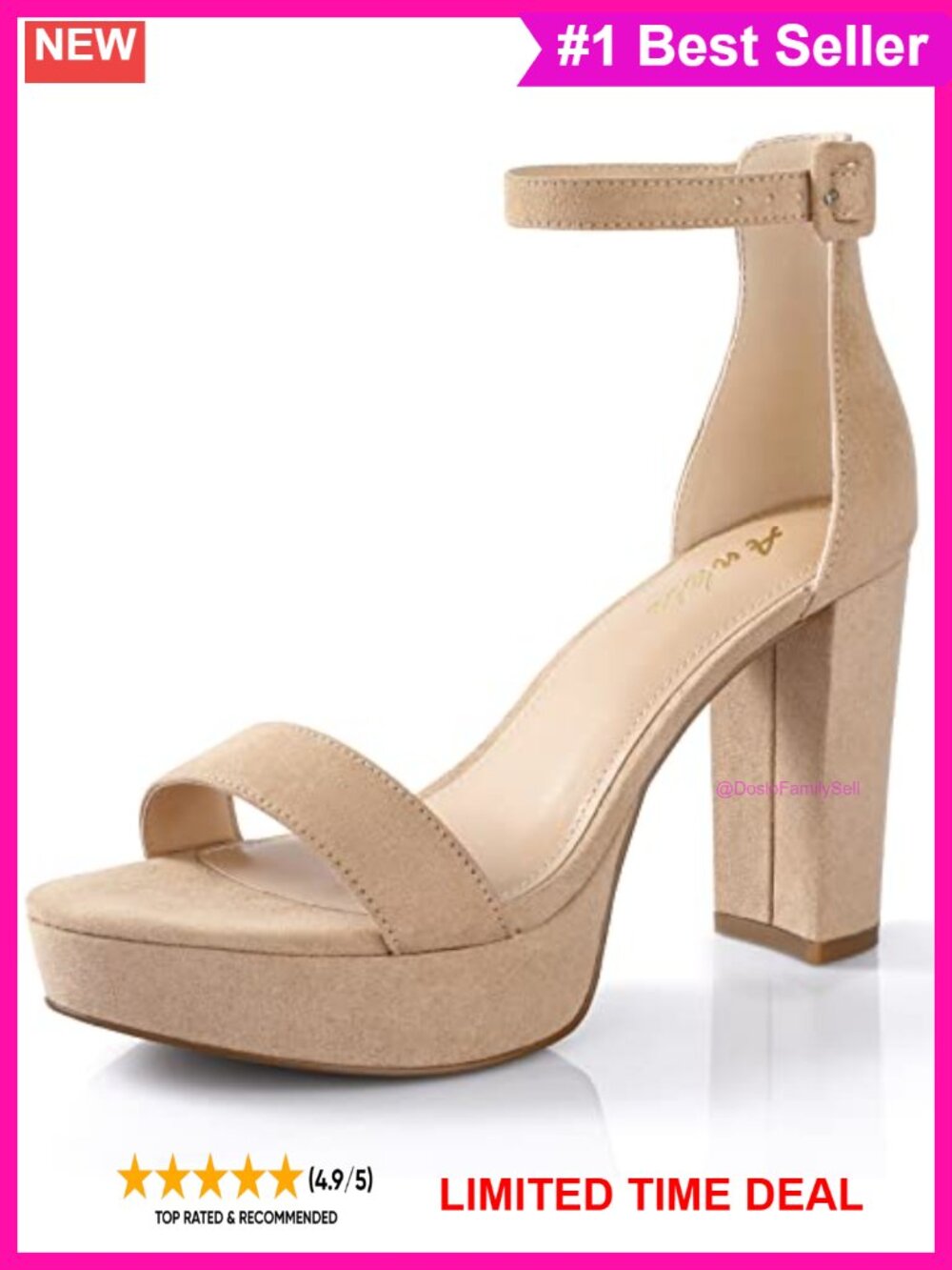 Chunky Platform Heels 4 Inch Block Heeled Sandals Open Toe Ankle Strap